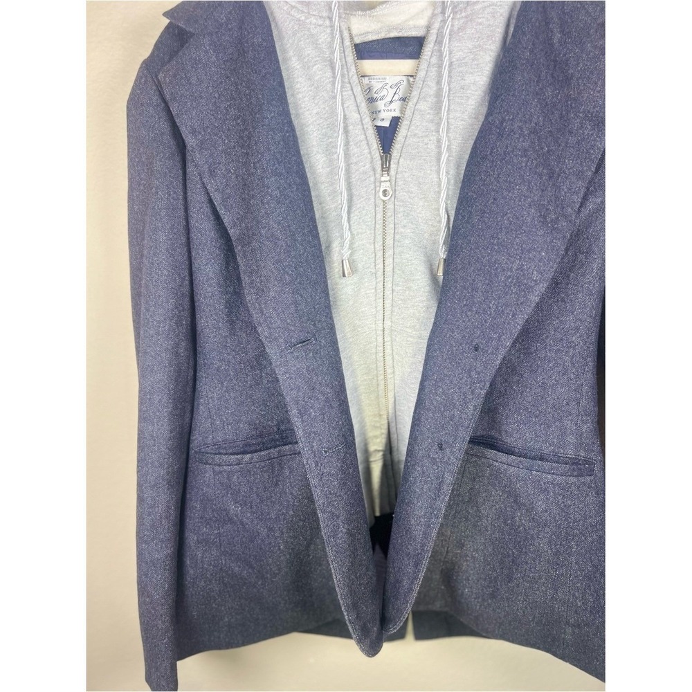Veronica Beard Dickey Blazer Navy Jacket Gray Hoodie Insert Combo Size 3 Large - Picture 5 of 16